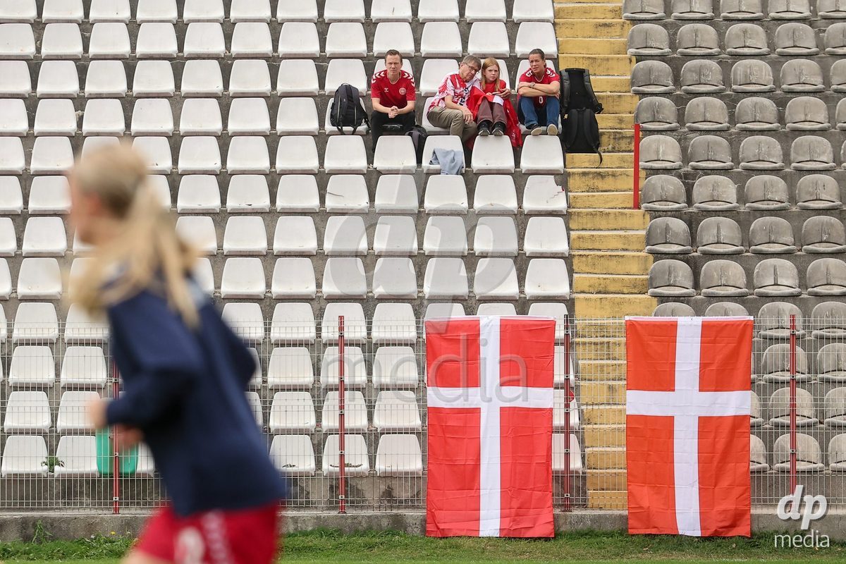 KAKANJ, BOSNIA AND HERZEGOVINA - OCTOBER 10: Fans of Denmark before the UEFA Womens European Under-19 Qualifier match between Denmark and Bosnia and Herzegovina at Mladost Stadium on October 10, 2026 in Kakanj, Bosnia and Herzegovina. Photo: Armin Durgut/Pixsell/DP Media