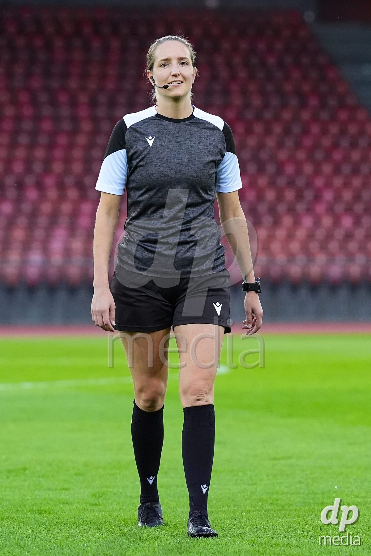 ZURICH, SWITZERLAND - OCTOBER 2: Referee Nadine Reichmuth loosk on during the AXA Women's Super League match between GC Frauenfussball and FC Zurich at Letzigrund on October 2, 2026 in Zurich, Switzerland.