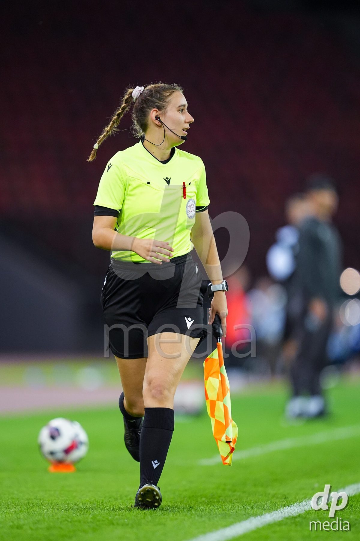 ZURICH, SWITZERLAND - OCTOBER 2: Assistant referee Pauline Caballero during the AXA Women's Super League match between GC Frauenfussball and FC Zurich at Letzigrund on October 2, 2026 in Zurich, Switzerland.