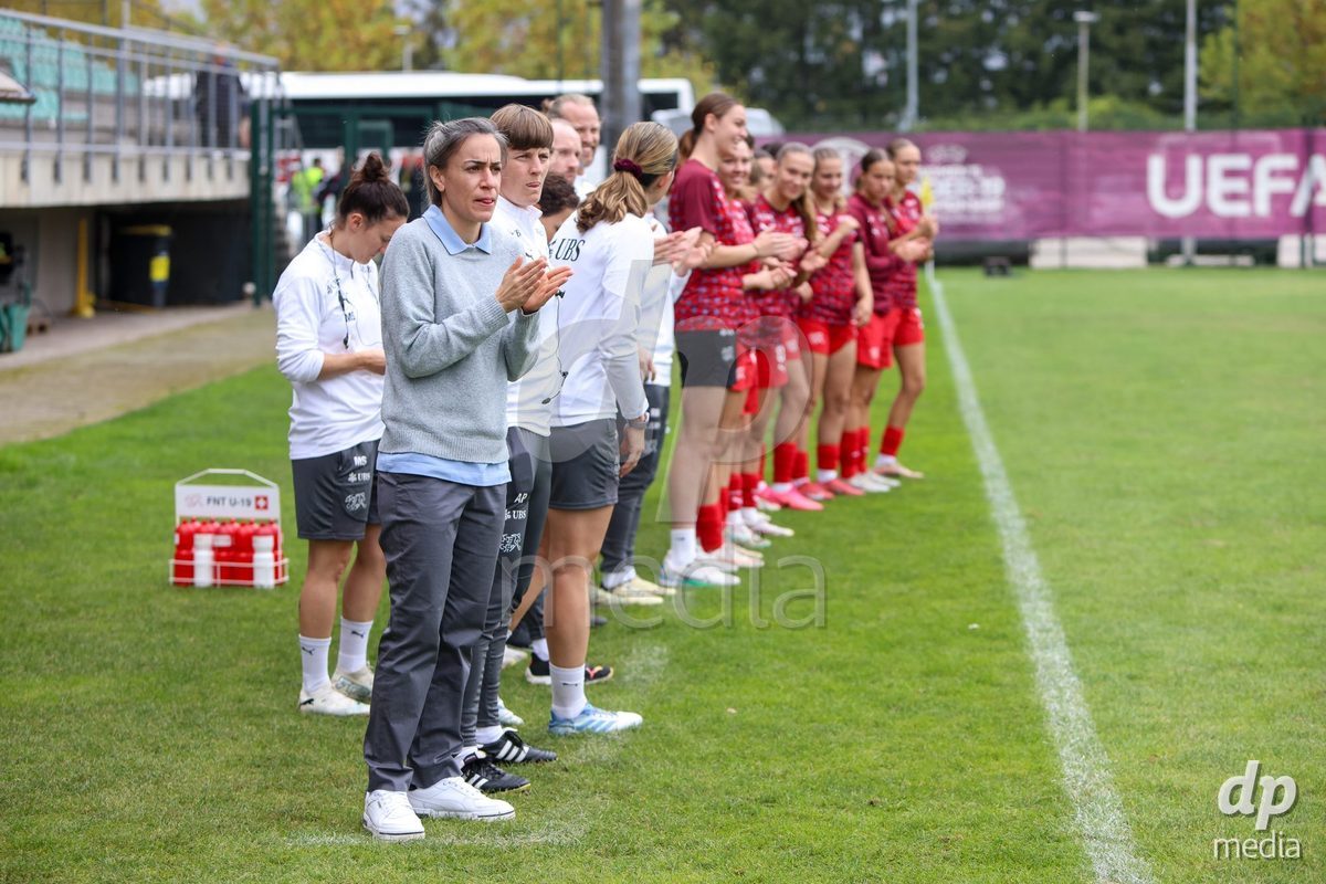 ZENICA, BOSNIA AND HERZEGOVINA - OCTOBER 10: Head Coach of Switzerland Veronica Maglia during the UEFA Womens European Under-19 Qualifier match between Switzerland and England at FF BH Football Training Centre on October 10, 2026 in Zenica, Bosnia and Herzegovina. Photo: Denis Kapetanovic/Pixsell/DP Media