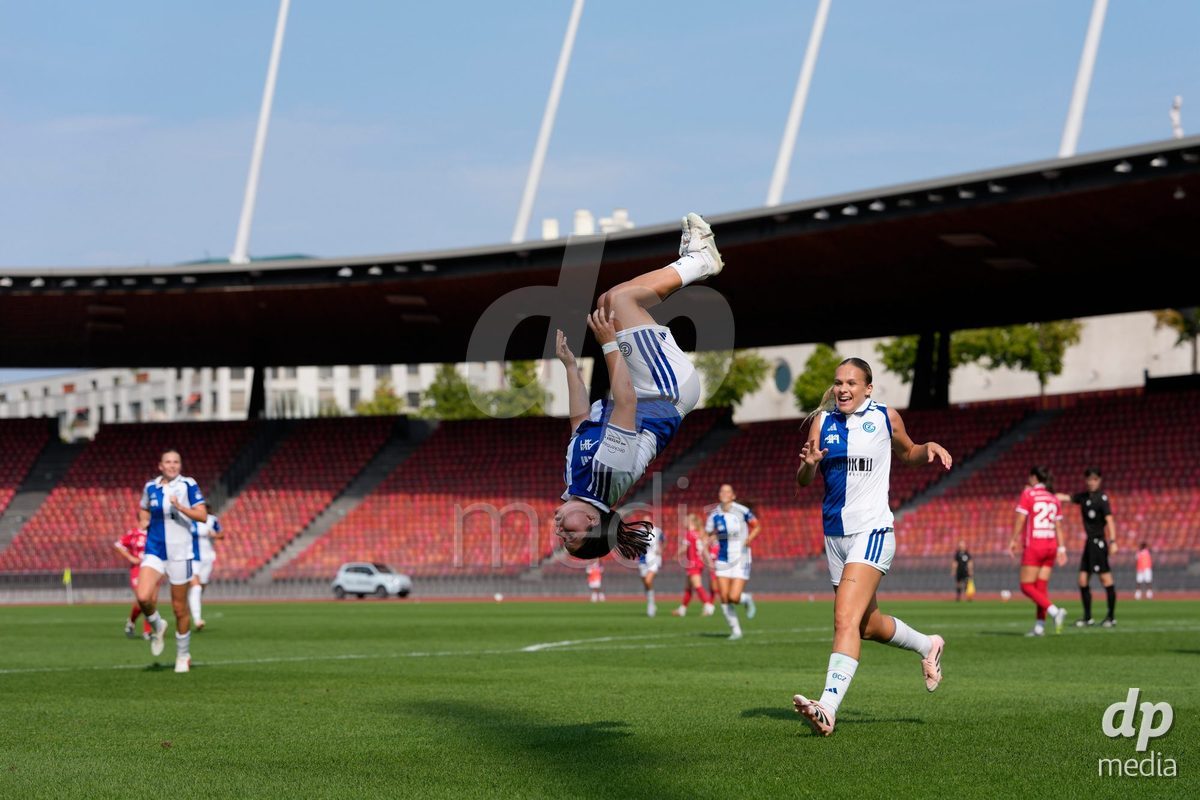 Schweiz: AXA Women's Super League 2026/2027, GC Frauenfussball vs FC Rapperswil-Jona - Stadion Letzigrund, Zürich: Michelle Storni (20 Grasshoppers) jubelt nach ihrem Tor zum 1:0
