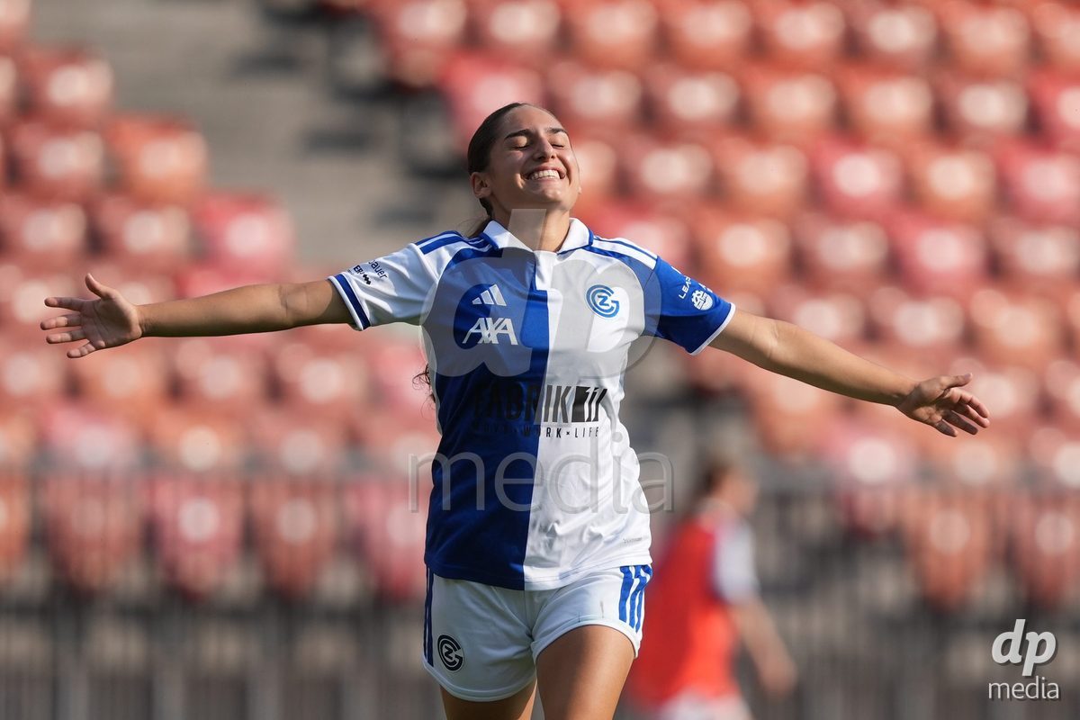 Schweiz: AXA Women's Super League 2026/2027, GC Frauenfussball vs FC Rapperswil-Jona - Stadion Letzigrund, Zürich: Ilaria Nerea Maddaloni (33 Grasshoppers) jubelt nach ihrem Tor zum 3:0