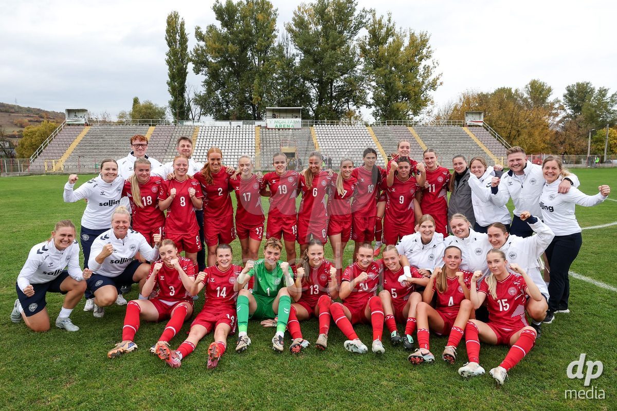 KAKANJ, BOSNIA AND HERZEGOVINA - OCTOBER 10: Players of Denmark during the UEFA Womens European Under-19 Qualifier match between Denmark and Bosnia and Herzegovina at Mladost Stadium on October 10, 2026 in Kakanj, Bosnia and Herzegovina. Photo: Armin Durgut/Pixsell/DP Media