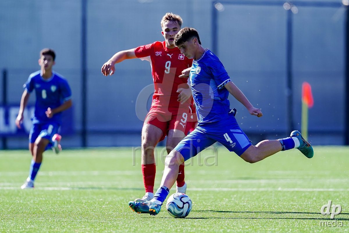 SCHAAN, LIECHTENSTEIN - OCTOBER 12: Ido Danieli of Israel controls the ball during the UEFA European Under-17 Qualifier match between Israel and Switzerland at LFV Campus Rheinwiese on October 12, 2026 in Schaan, Liechtenstein.