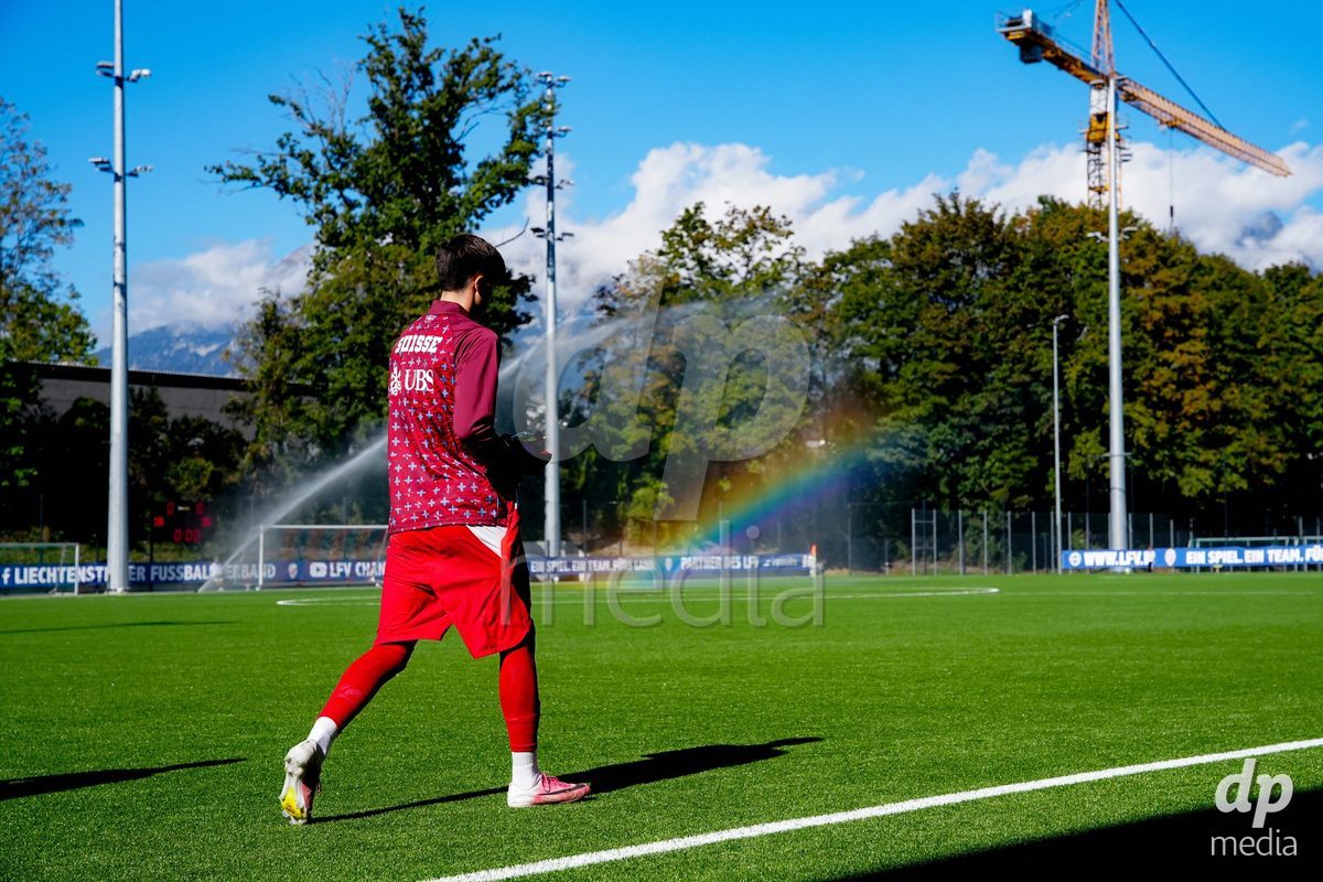 SCHAAN, LIECHTENSTEIN - OCTOBER 12: Players of Switzerland during the UEFA European Under-17 Qualifier match between Israel and Switzerland at LFV Campus Rheinwiese on October 12, 2026 in Schaan, Liechtenstein.