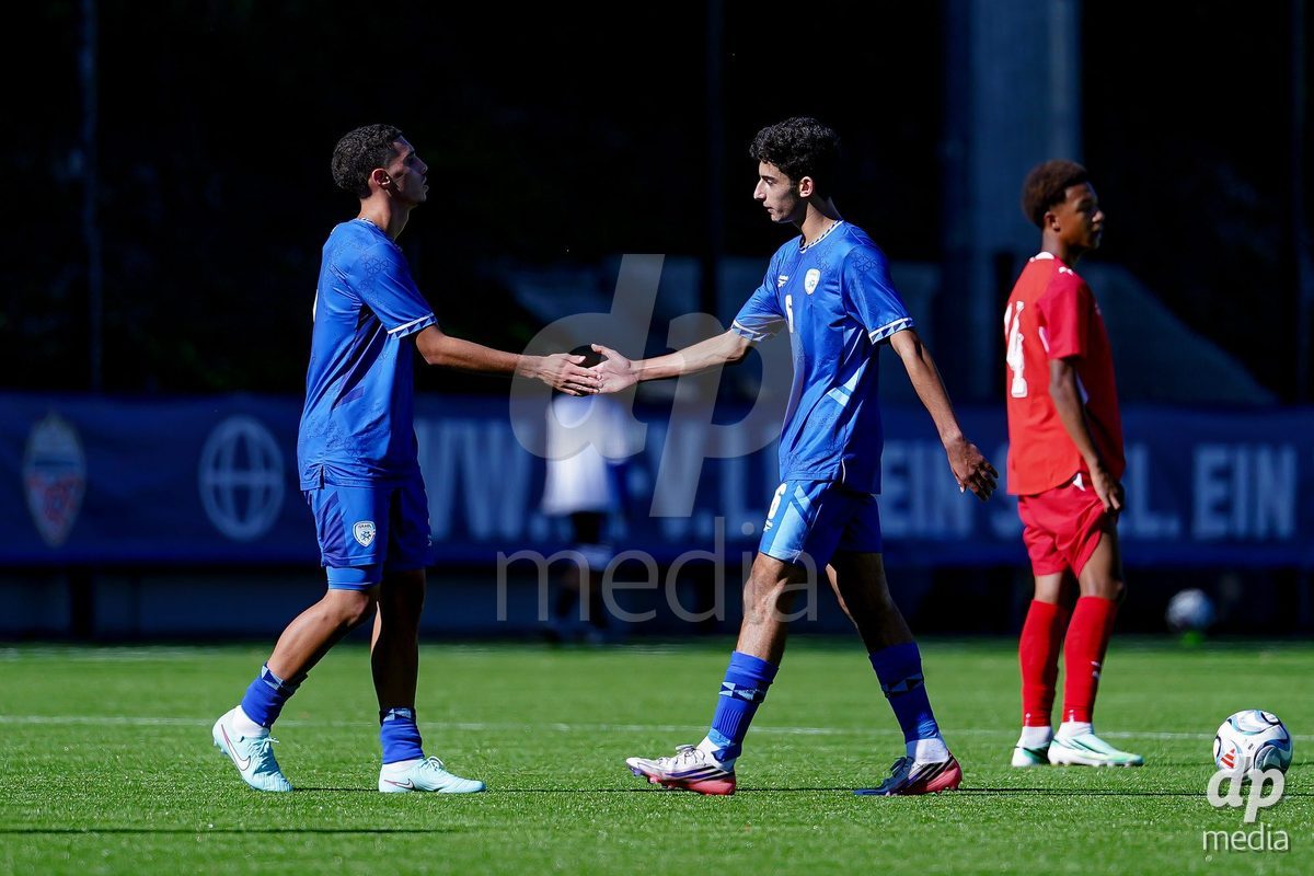 SCHAAN, LIECHTENSTEIN - OCTOBER 12: Players of Israel after the UEFA European Under-17 Qualifier match between Israel and Switzerland at LFV Campus Rheinwiese on October 12, 2026 in Schaan, Liechtenstein.