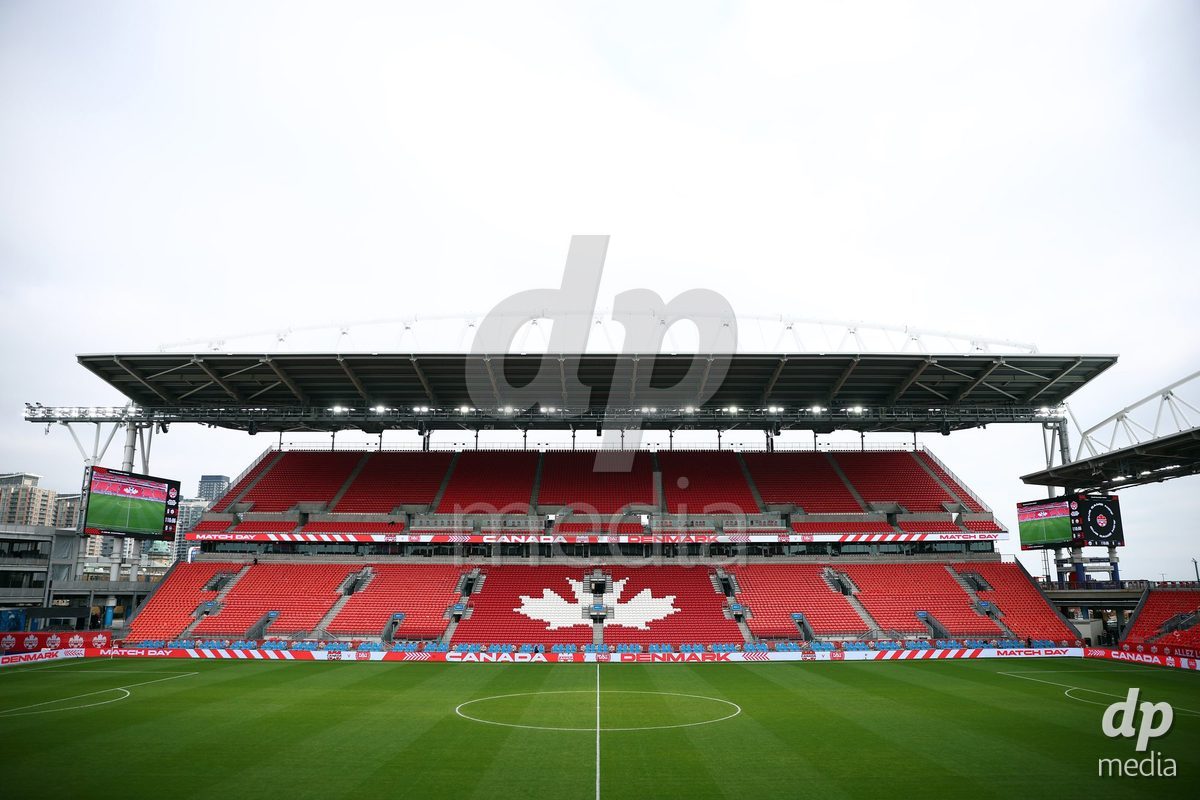 TORONTO, CANADA - OCTOBER 12: General view of BMO Field before the International Friendly match between Canada and Denmark on October 12, 2026 in Toronto, Canada.