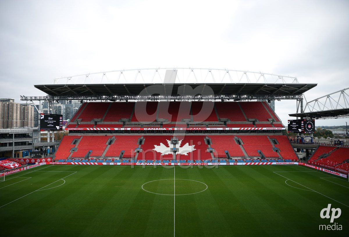 TORONTO, CANADA - OCTOBER 12: General view of BMO Field before the International Friendly match between Canada and Denmark on October 12, 2026 in Toronto, Canada.