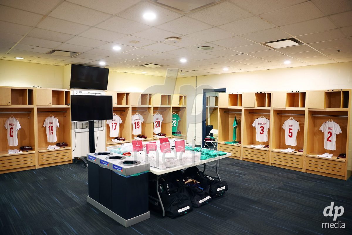 TORONTO, CANADA - OCTOBER 12: Dressing room before the International Friendly match between Canada and Denmark at BMO Field on October 12, 2026 in Toronto, Canada.