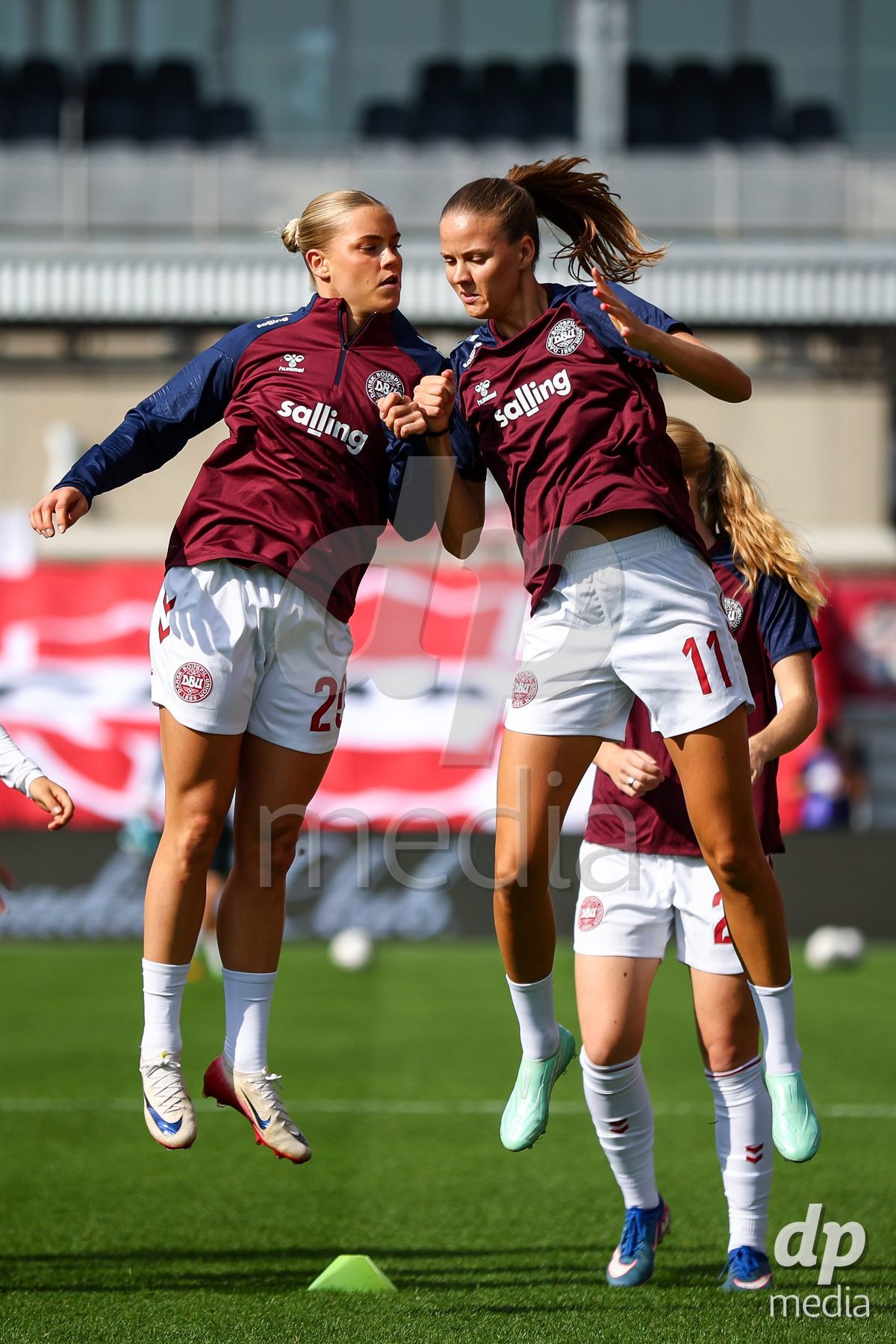 TORONTO, CANADA - OCTOBER 12: Players of Denmark during warm up prior to the International Friendly match between Canada and Denmark at BMO Field on October 12, 2026 in Toronto, Canada.