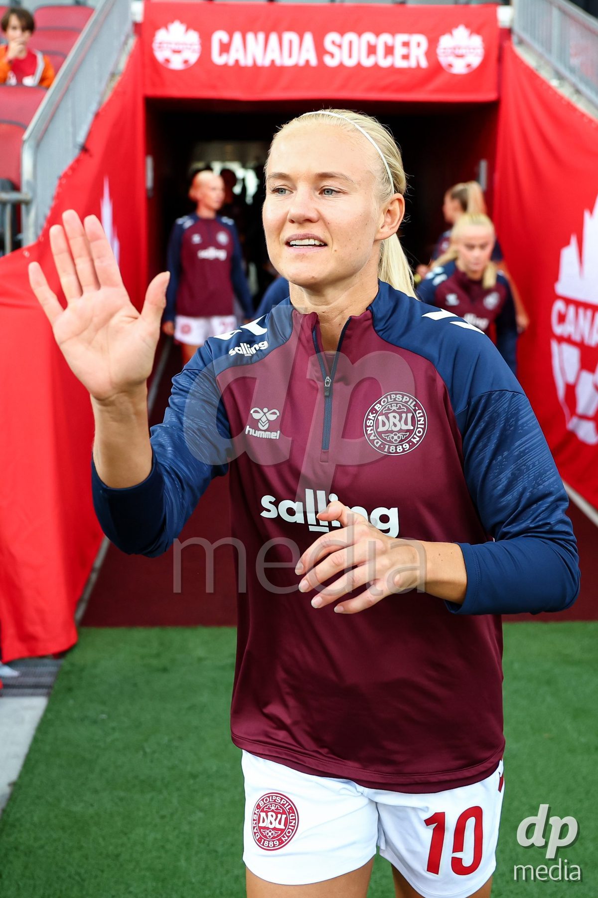 TORONTO, CANADA - OCTOBER 12: Players of Denmark during warm up prior to the International Friendly match between Canada and Denmark at BMO Field on October 12, 2026 in Toronto, Canada.