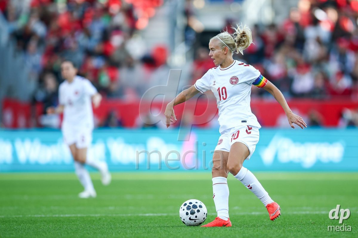 TORONTO, CANADA - OCTOBER 12: Pernille Harder of Denmark controls the ball during the International Friendly match between Canada and Denmark at BMO Field on October 12, 2026 in Toronto, Canada.