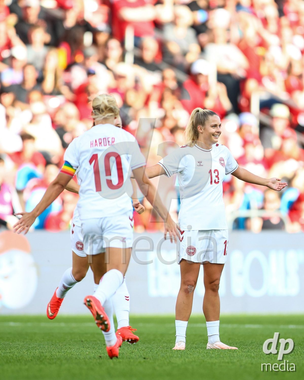 TORONTO, CANADA - OCTOBER 12: Olivia Holdt of Denmark first team goal during the International Friendly match between Canada and Denmark at BMO Field on October 12, 2026 in Toronto, Canada.