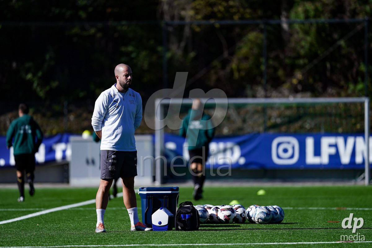SCHAAN, LIECHTENSTEIN - OCTOBER 12: Staff of Switzerland during the UEFA European Under-17 Qualifier match between Israel and Switzerland at LFV Campus Rheinwiese on October 12, 2026 in Schaan, Liechtenstein.