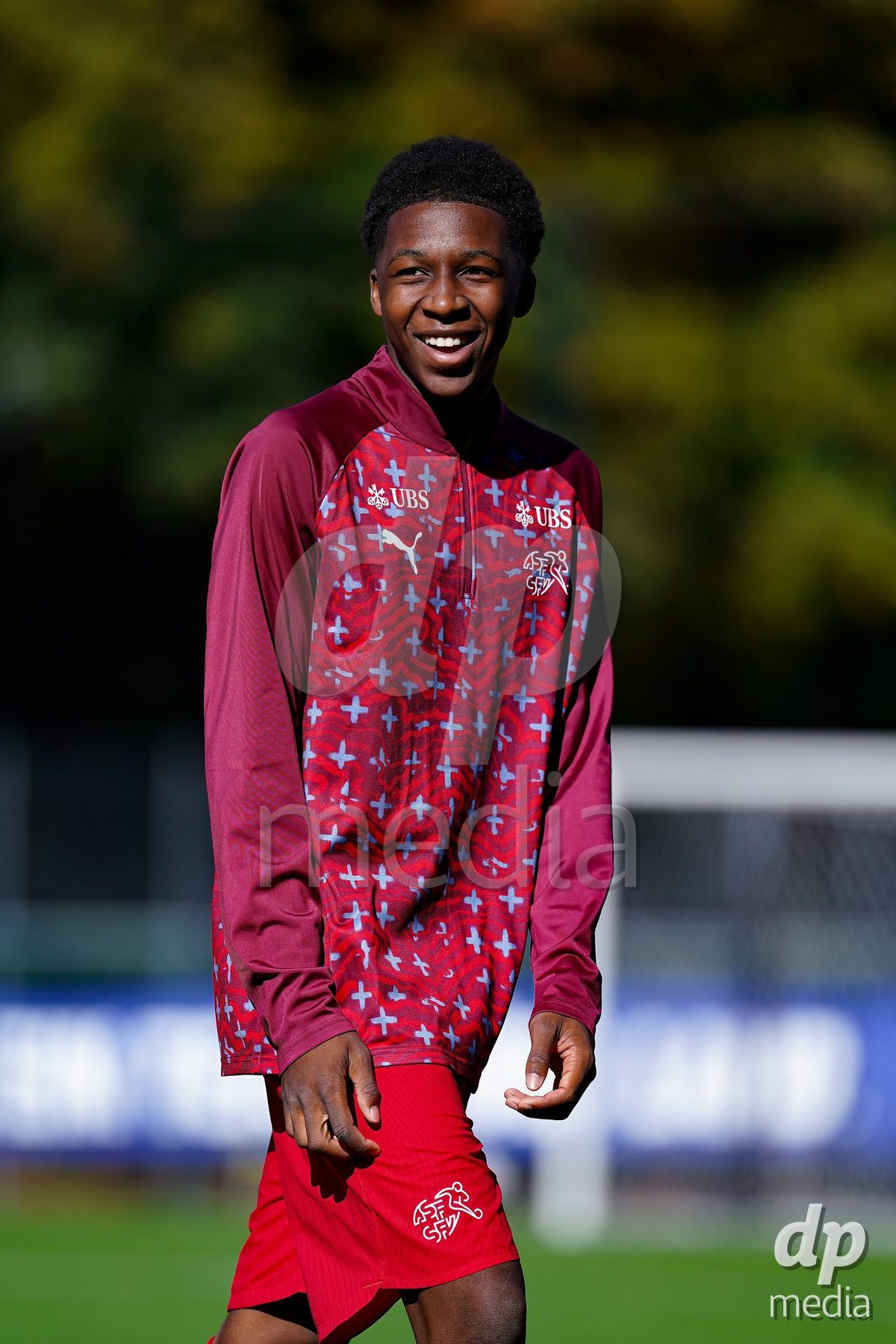 SCHAAN, LIECHTENSTEIN - OCTOBER 12: Players of Switzerland warming up during the UEFA European Under-17 Qualifier match between Israel and Switzerland at LFV Campus Rheinwiese on October 12, 2026 in Schaan, Liechtenstein.