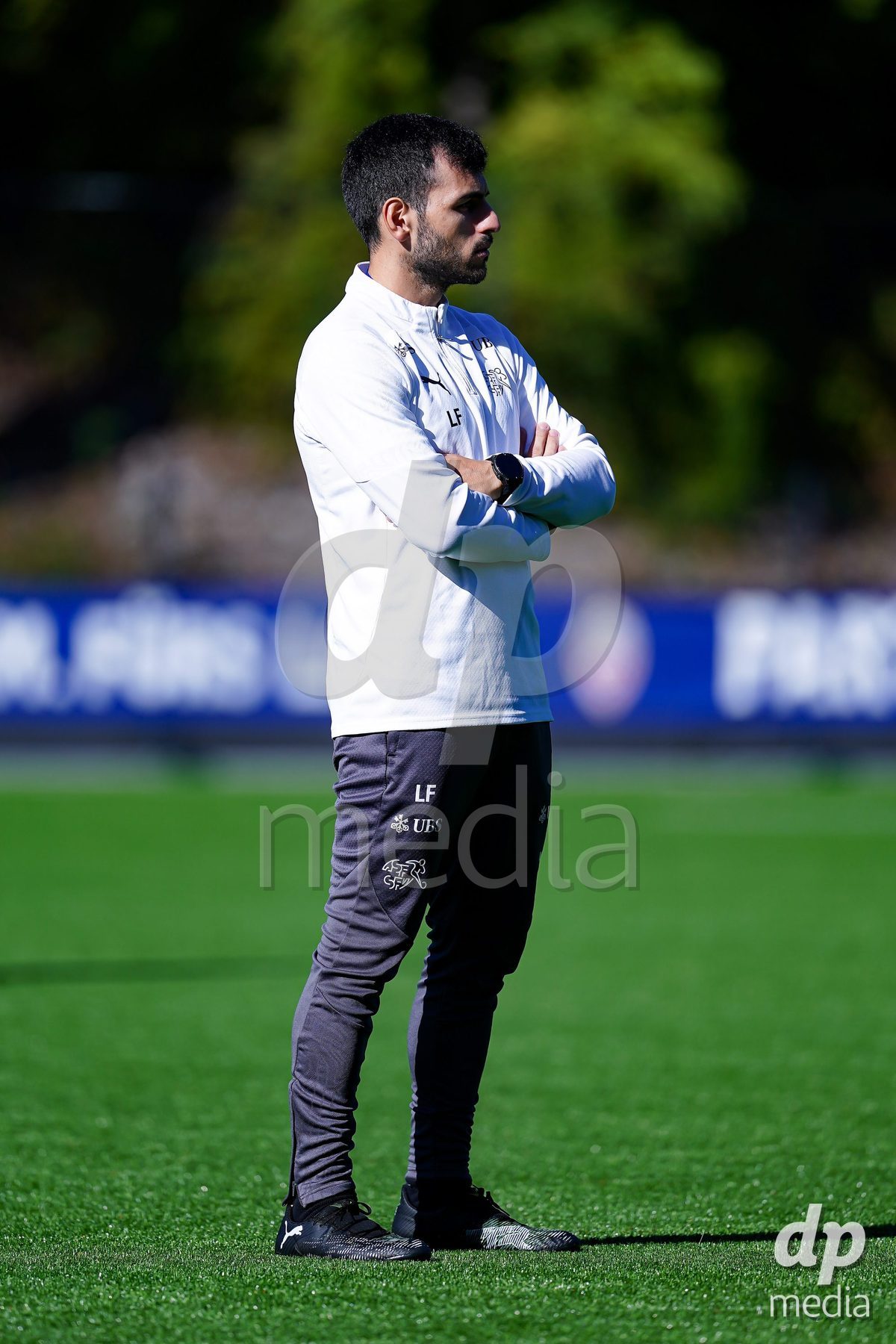 SCHAAN, LIECHTENSTEIN - OCTOBER 12: Staff of Switzerland during the UEFA European Under-17 Qualifier match between Israel and Switzerland at LFV Campus Rheinwiese on October 12, 2026 in Schaan, Liechtenstein.