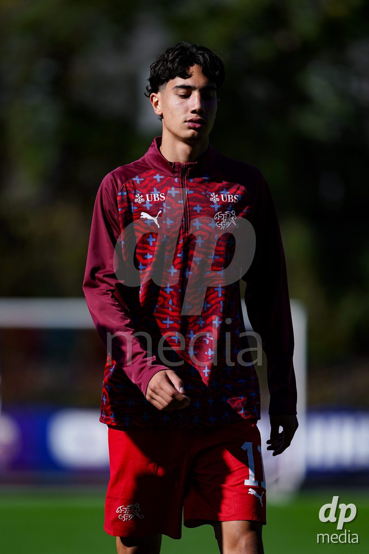 SCHAAN, LIECHTENSTEIN - OCTOBER 12: Players of Switzerland warming up during the UEFA European Under-17 Qualifier match between Israel and Switzerland at LFV Campus Rheinwiese on October 12, 2026 in Schaan, Liechtenstein.