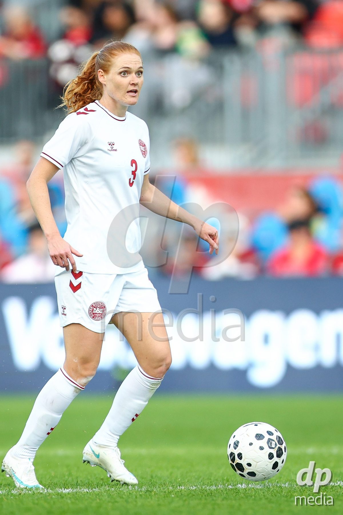 TORONTO, CANADA - OCTOBER 12: Stine Ballisager of Denmark controls the ball during the International Friendly match between Canada and Denmark at BMO Field on October 12, 2026 in Toronto, Canada.