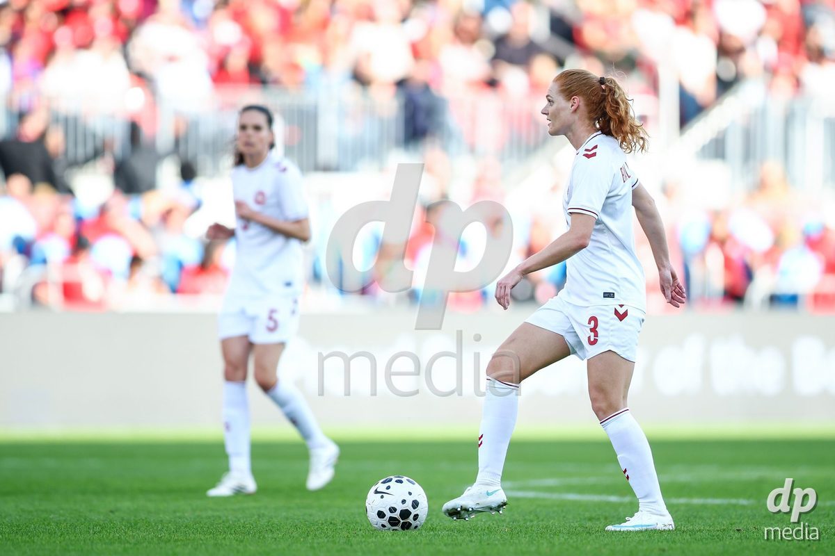 TORONTO, CANADA - OCTOBER 12: Stine Ballisager of Denmark controls the ball during the International Friendly match between Canada and Denmark at BMO Field on October 12, 2026 in Toronto, Canada.