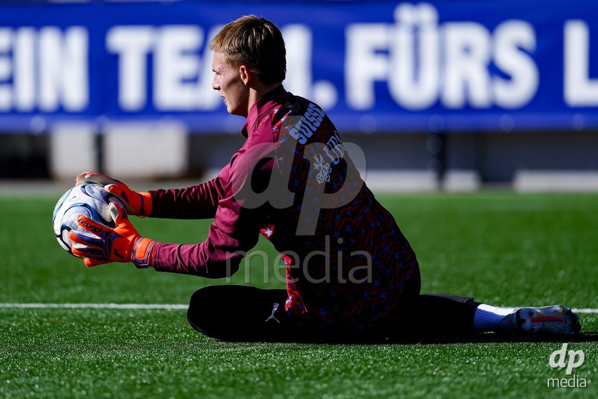 SCHAAN, LIECHTENSTEIN - OCTOBER 12: Players of Switzerland warming up during the UEFA European Under-17 Qualifier match between Israel and Switzerland at LFV Campus Rheinwiese on October 12, 2026 in Schaan, Liechtenstein.