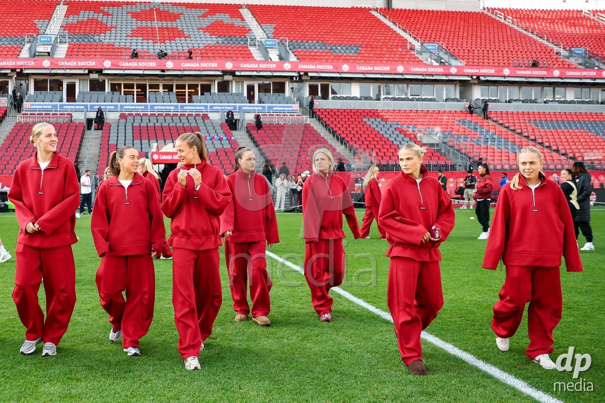 TORONTO, CANADA - OCTOBER 12: Players of Denmark at arrival prior to the International Friendly match between Canada and Denmark at BMO Field on October 12, 2026 in Toronto, Canada.