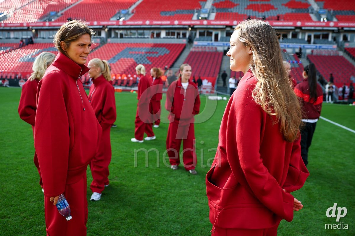 TORONTO, CANADA - OCTOBER 12: Players of Denmark at arrival prior to the International Friendly match between Canada and Denmark at BMO Field on October 12, 2026 in Toronto, Canada.