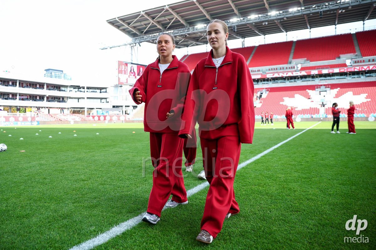 TORONTO, CANADA - OCTOBER 12: Players of Denmark at arrival prior to the International Friendly match between Canada and Denmark at BMO Field on October 12, 2026 in Toronto, Canada.