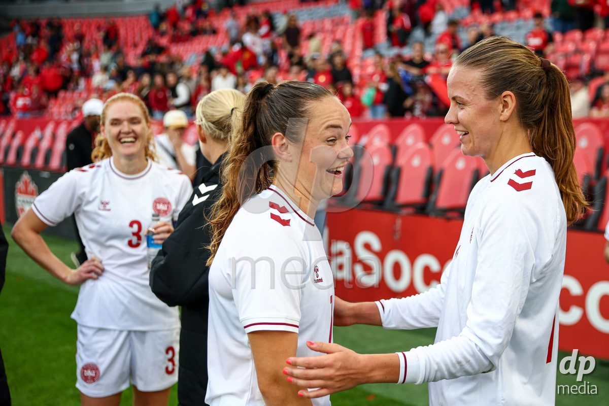 TORONTO, CANADA - OCTOBER 12: Players of Denmark celebrate after the victory during the International Friendly match between Canada and Denmark at BMO Field on October 12, 2026 in Toronto, Canada.