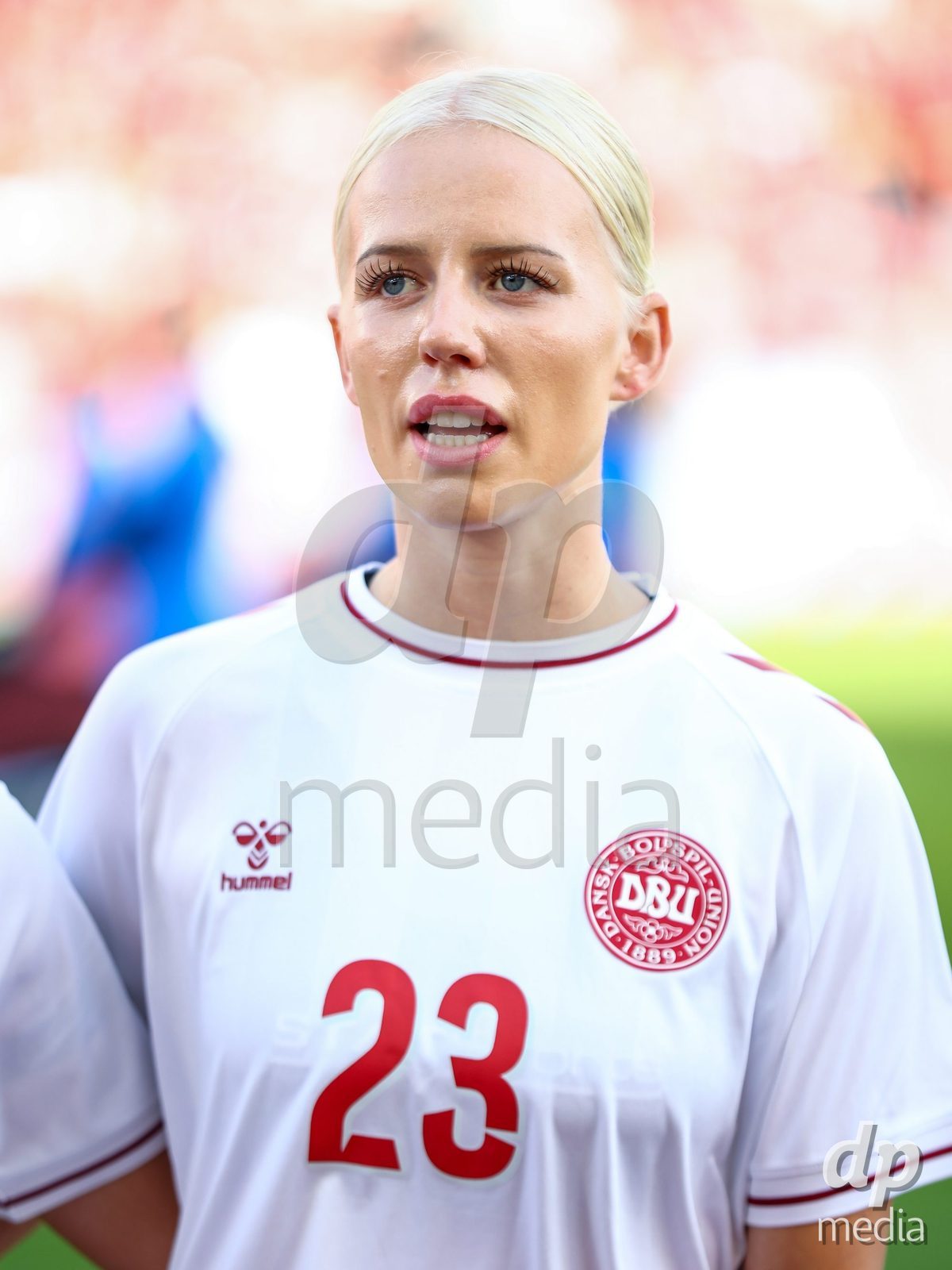 TORONTO, CANADA - OCTOBER 12: Sofie Svava of Denmark during the national anthem prior to the International Friendly match between Canada and Denmark at BMO Field on October 12, 2026 in Toronto, Canada.