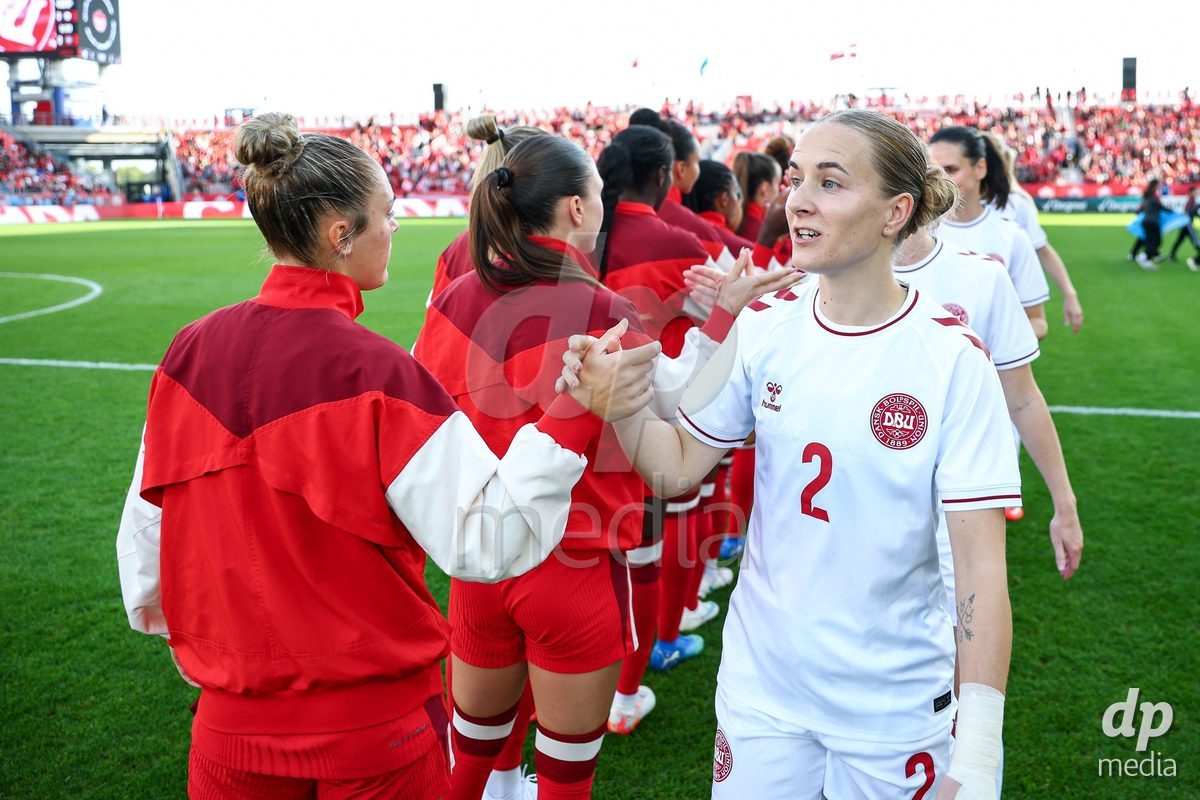 TORONTO, CANADA - OCTOBER 12: Sara Thrige of Denmark handshake during the International Friendly match between Canada and Denmark at BMO Field on October 12, 2026 in Toronto, Canada.