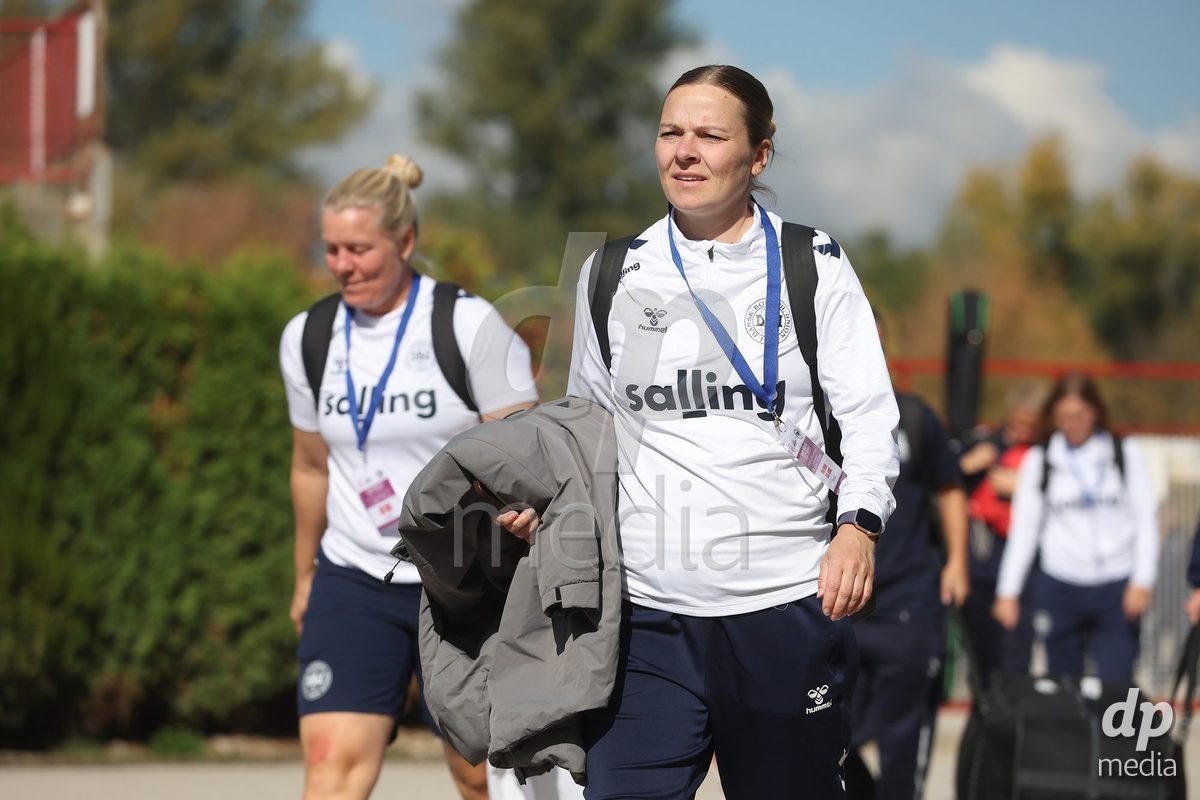 KAKANJ, BOSNIA AND HERZEGOVINA - OCTOBER 13: Head Coach of Denmark Kristine Pedersen arrives at the stadium before the UEFA Womens European Under-19 Qualifier match between Denmark and Switzerland at Mladost Stadium on October 13, 2026 in Kakanj, Bosnia and Herzegovina. Photo: Armin Durgut/Pixsell/DP Media