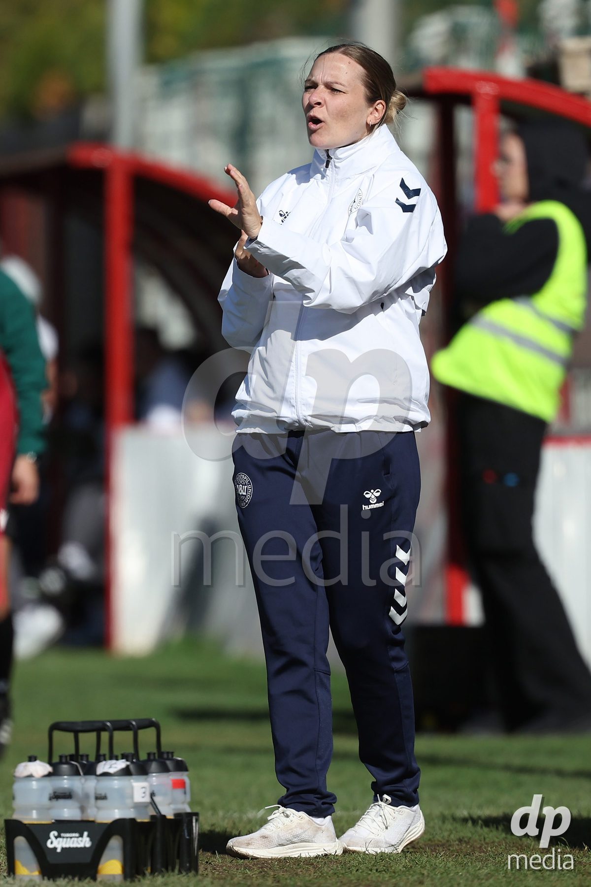 KAKANJ, BOSNIA AND HERZEGOVINA - OCTOBER 13: Head Coach of Denmark Kristine Pedersen during the UEFA Womens European Under-19 Qualifier match between Denmark and Switzerland at Mladost Stadium on October 13, 2026 in Kakanj, Bosnia and Herzegovina. Photo: Armin Durgut/Pixsell/DP Media