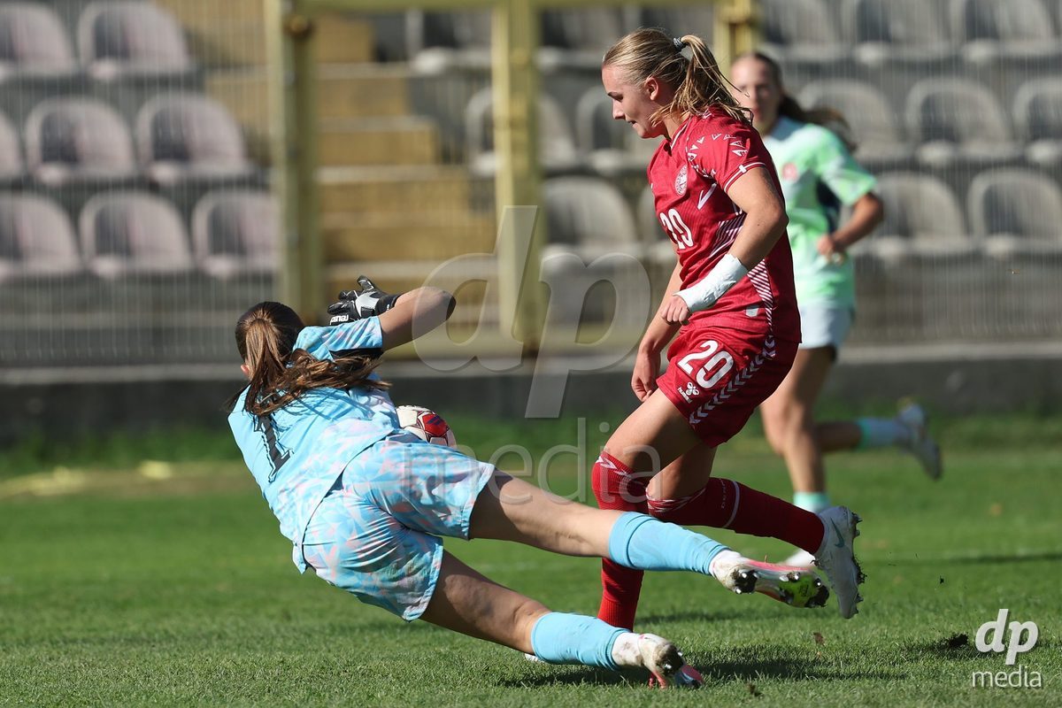 KAKANJ, BOSNIA AND HERZEGOVINA - OCTOBER 13: Nikoline Nielsen of Denmark in action during the UEFA Womens European Under-19 Qualifier match between Denmark and Switzerland at Mladost Stadium on October 13, 2026 in Kakanj, Bosnia and Herzegovina. Photo: Armin Durgut/Pixsell/DP Media
