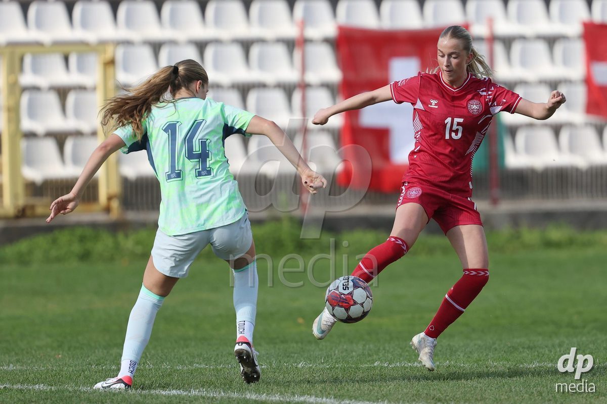 KAKANJ, BOSNIA AND HERZEGOVINA - OCTOBER 13: Frederikke Ludvigsen of Denmark during the UEFA Womens European Under-19 Qualifier match between Denmark and Switzerland at Mladost Stadium on October 13, 2026 in Kakanj, Bosnia and Herzegovina. Photo: Armin Durgut/Pixsell/DP Media