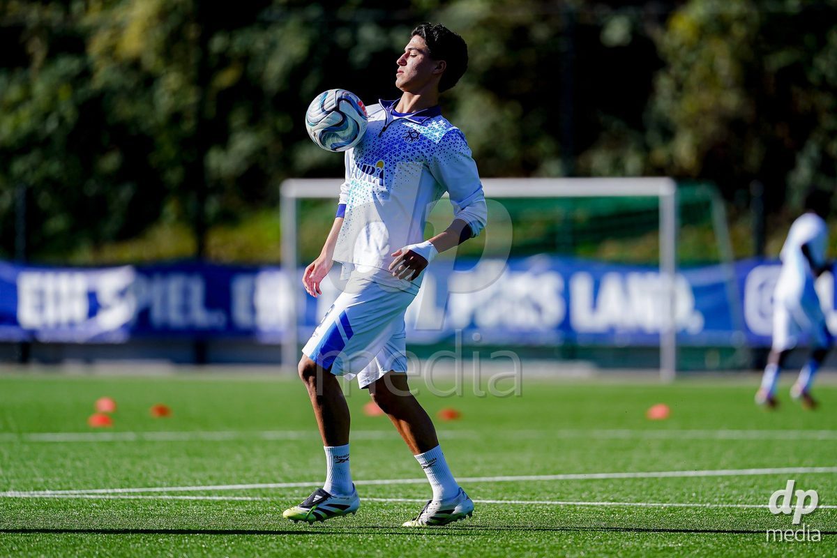 SCHAAN, LIECHTENSTEIN - OCTOBER 15: Players of Israel warming up during the UEFA European Under-17 Qualifier match between Spain and Israel at LFV Campus Rheinwiese on October 15, 2026 in Schaan, Liechtenstein.