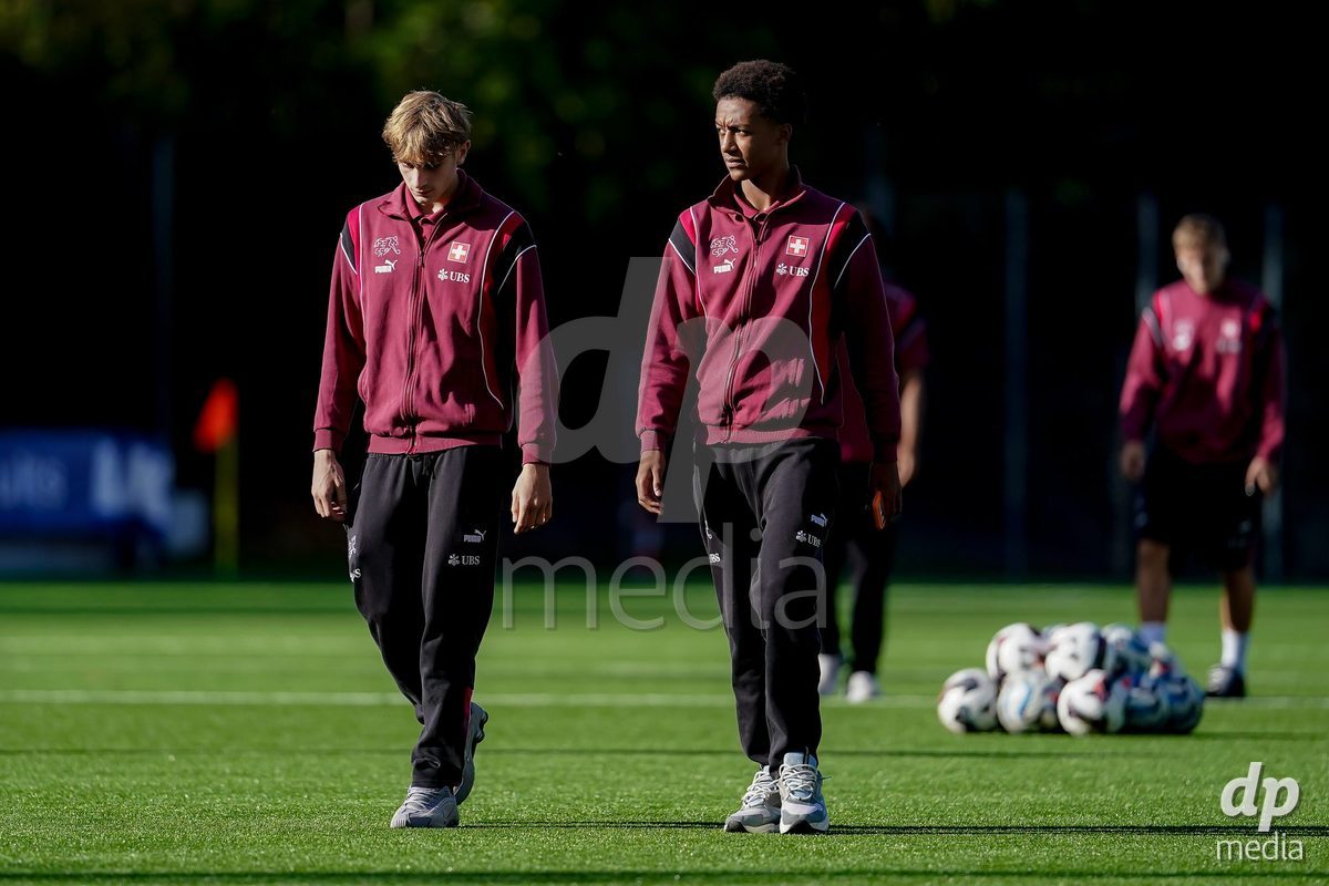 SCHAAN, LIECHTENSTEIN - OCTOBER 15: Players of Switzerland arrival during the UEFA European Under-17 Qualifier match between Switzerland and Liechtenstein at LFV Campus Rheinwiese on October 15, 2026 in Schaan, Liechtenstein.