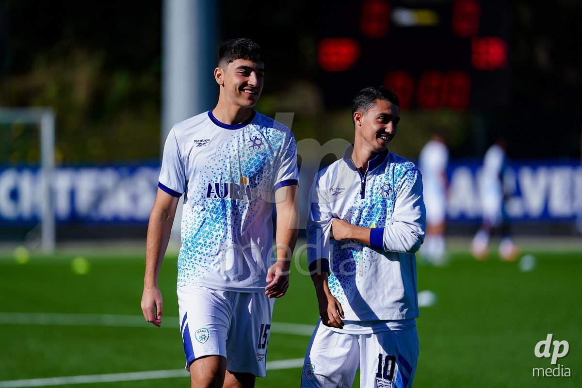 SCHAAN, LIECHTENSTEIN - OCTOBER 15: Players of Israel warming up during the UEFA European Under-17 Qualifier match between Spain and Israel at LFV Campus Rheinwiese on October 15, 2026 in Schaan, Liechtenstein.
