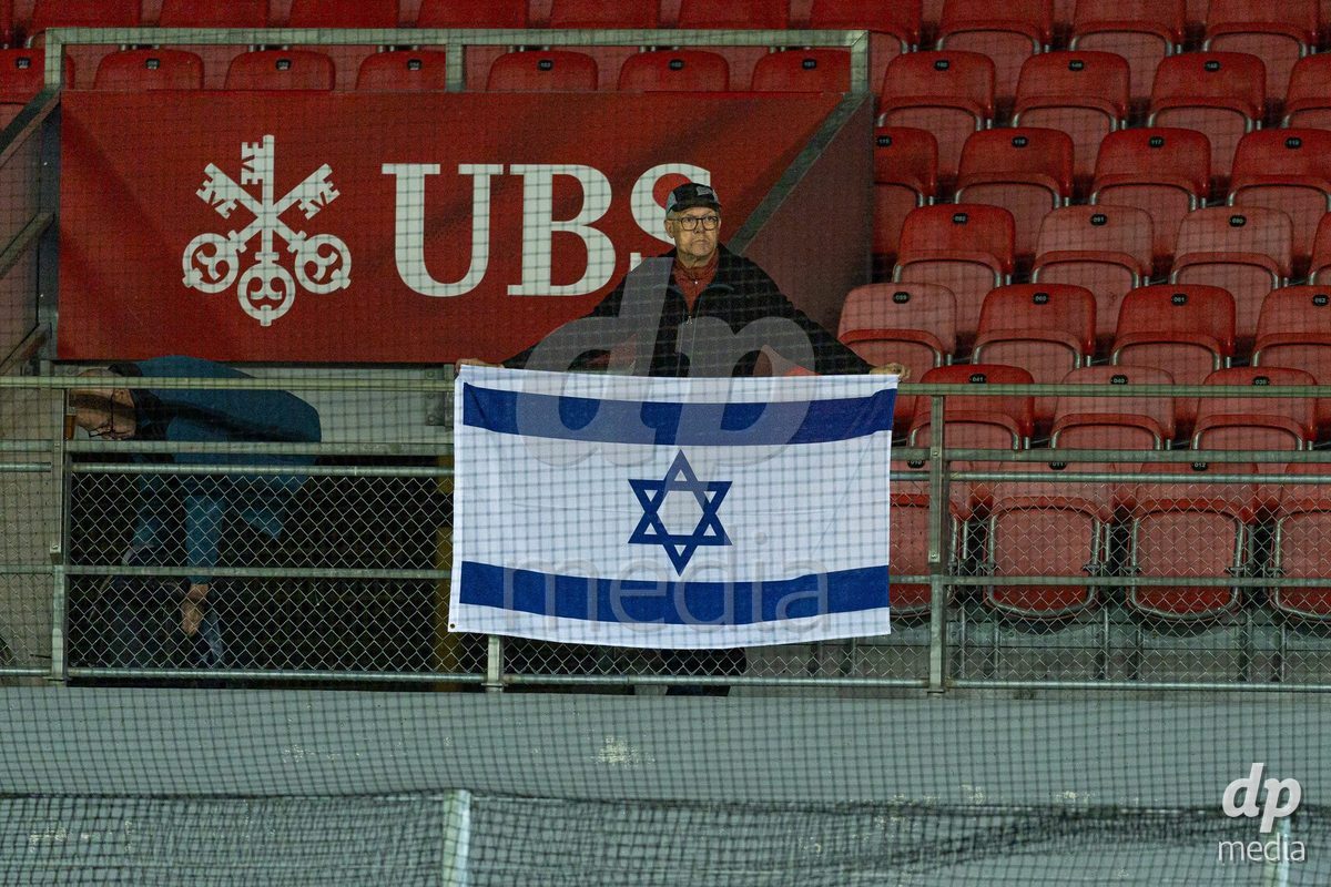 SION, SWITZERLAND, OCTOBER 13 : Israel's fan during the FIFA Women's World Cup 2027 Women's European Qualifiers Play-offs game between Switzerland and Israel at Stade de Tourbillon on October 13, 2026 in Sion, Switzerland.