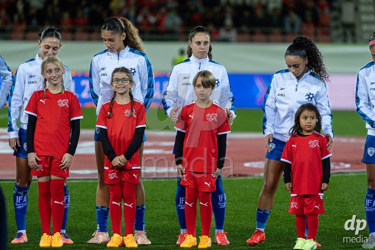 SION, SWITZERLAND, OCTOBER 13 : Israel team during the FIFA Women's World Cup 2027 Women's European Qualifiers Play-offs game between Switzerland and Israel at Stade de Tourbillon on October 13, 2026 in Sion, Switzerland.