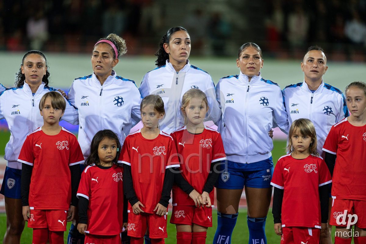 SION, SWITZERLAND, OCTOBER 13 : Israel team during the FIFA Women's World Cup 2027 Women's European Qualifiers Play-offs game between Switzerland and Israel at Stade de Tourbillon on October 13, 2026 in Sion, Switzerland.