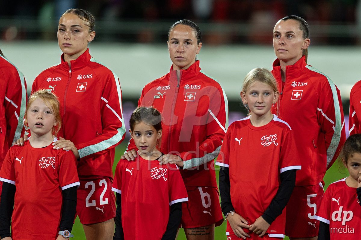 SION, SWITZERLAND, OCTOBER 13 : Switzerland  team during the FIFA Women's World Cup 2027 Women's European Qualifiers Play-offs game between Switzerland and Israel at Stade de Tourbillon on October 13, 2026 in Sion, Switzerland.