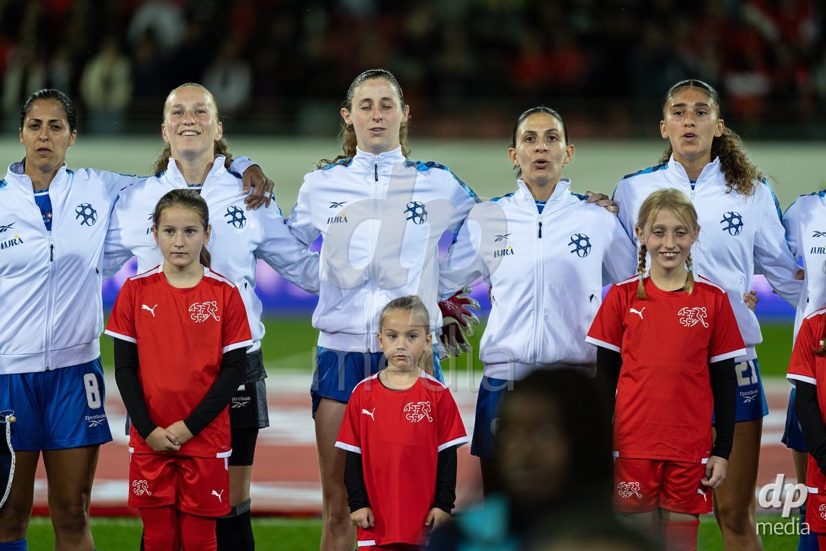 SION, SWITZERLAND, OCTOBER 13 : Israel team during the FIFA Women's World Cup 2027 Women's European Qualifiers Play-offs game between Switzerland and Israel at Stade de Tourbillon on October 13, 2026 in Sion, Switzerland.