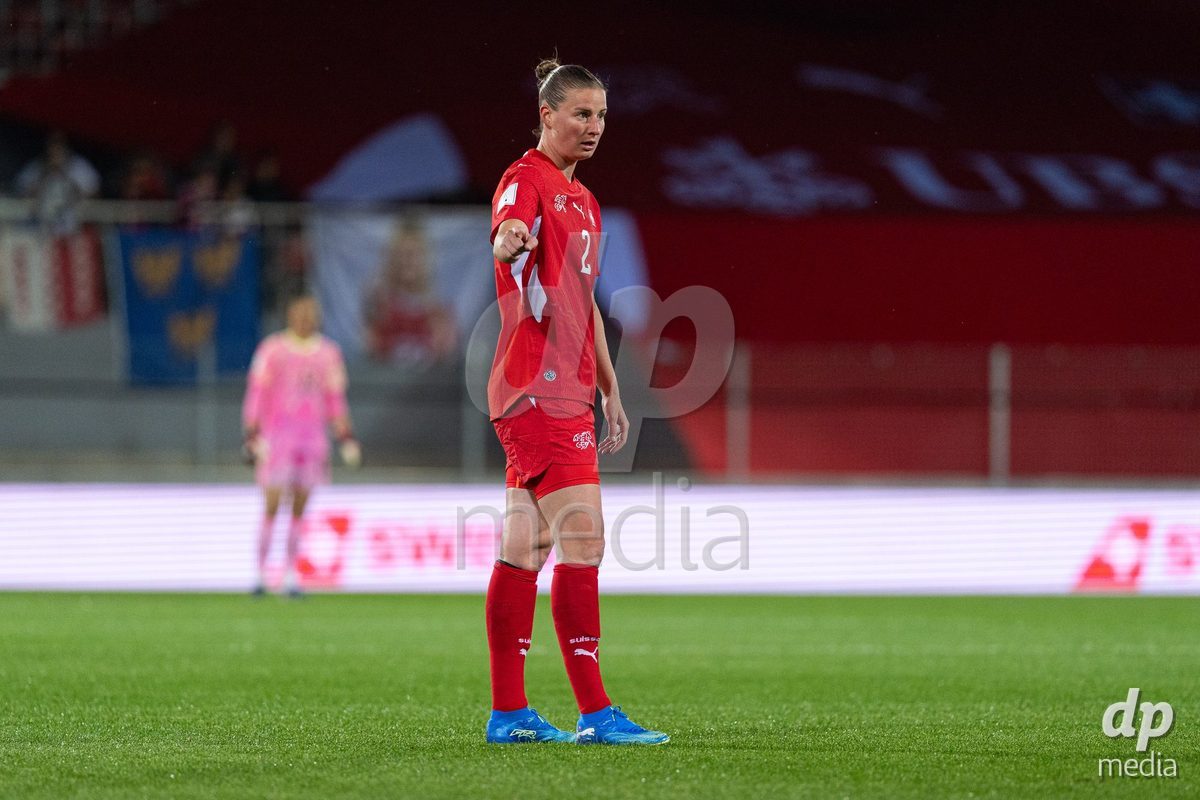 SION, SWITZERLAND, OCTOBER 13 : Julia Stierli of Switzerland in action during the FIFA Women's World Cup 2027 Women's European Qualifiers Play-offs game between Switzerland and Israel at Stade de Tourbillon on October 13, 2026 in Sion, Switzerland.