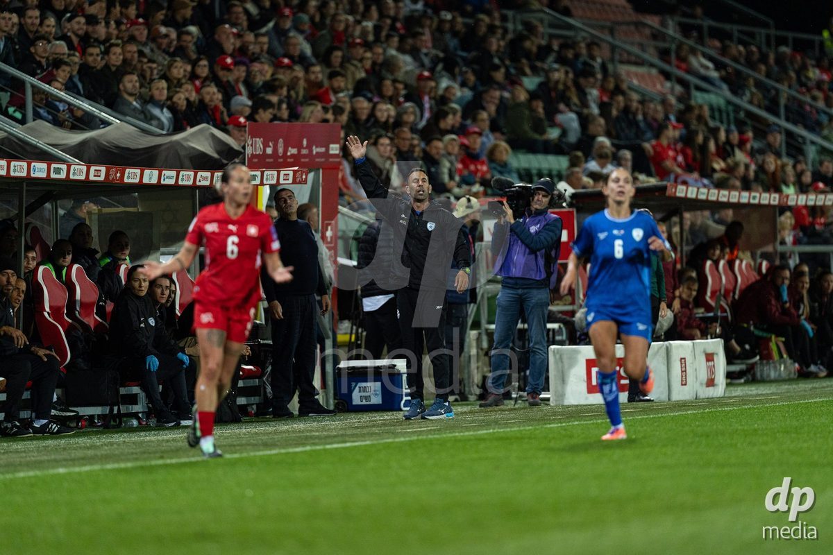 SION, SWITZERLAND, OCTOBER 13 : Israel's staff member in action during the FIFA Women's World Cup 2027 Women's European Qualifiers Play-offs game between Switzerland and Israel at Stade de Tourbillon on October 13, 2026 in Sion, Switzerland.
