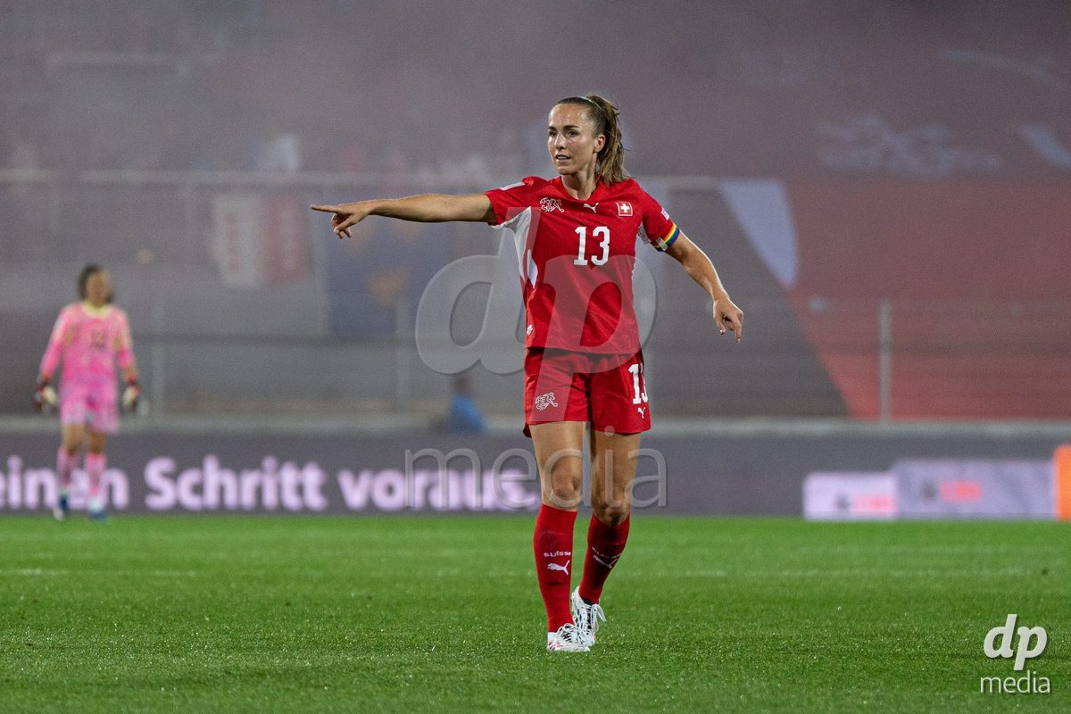 SION, SWITZERLAND, OCTOBER 13 : Lia Wälti of Switzerland in action during the FIFA Women's World Cup 2027 Women's European Qualifiers Play-offs game between Switzerland and Israel at Stade de Tourbillon on October 13, 2026 in Sion, Switzerland.