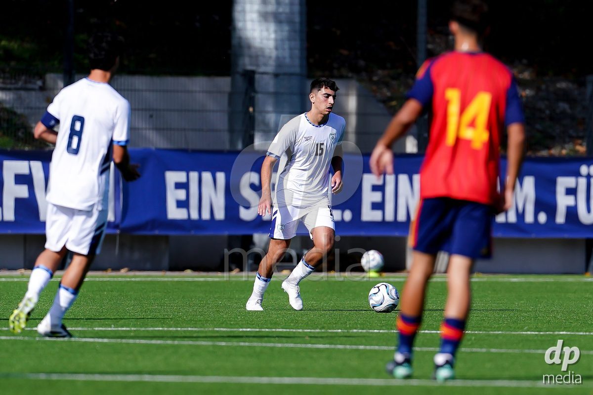 SCHAAN, LIECHTENSTEIN - OCTOBER 15: Amit Itzhak Newton of Israel controls the ball during the UEFA European Under-17 Qualifier match between Spain and Israel at LFV Campus Rheinwiese on October 15, 2026 in Schaan, Liechtenstein.
