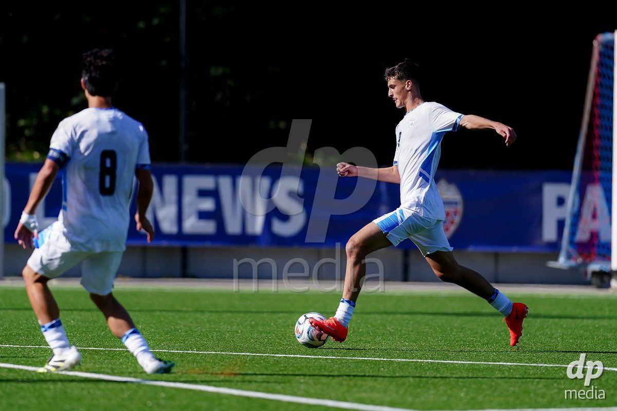 SCHAAN, LIECHTENSTEIN - OCTOBER 15: Ariel Dorra of Israel controls the ball during the UEFA European Under-17 Qualifier match between Spain and Israel at LFV Campus Rheinwiese on October 15, 2026 in Schaan, Liechtenstein.