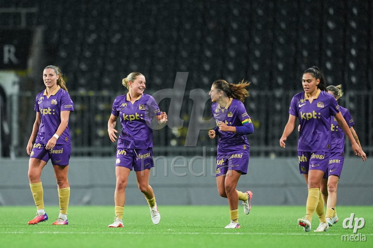 BERN, SWITZERLAND - OCTOBER 17: Leonie Koster of BSC YB Frauen and Stephanie Waeber of BSC YB Frauen celebrate the third team goal during the AXA Women's Super League match between BSC YB Frauen and GC Frauenfussball at Wankdorf Stadion on October 17, 2026 in Bern, Switzerland.