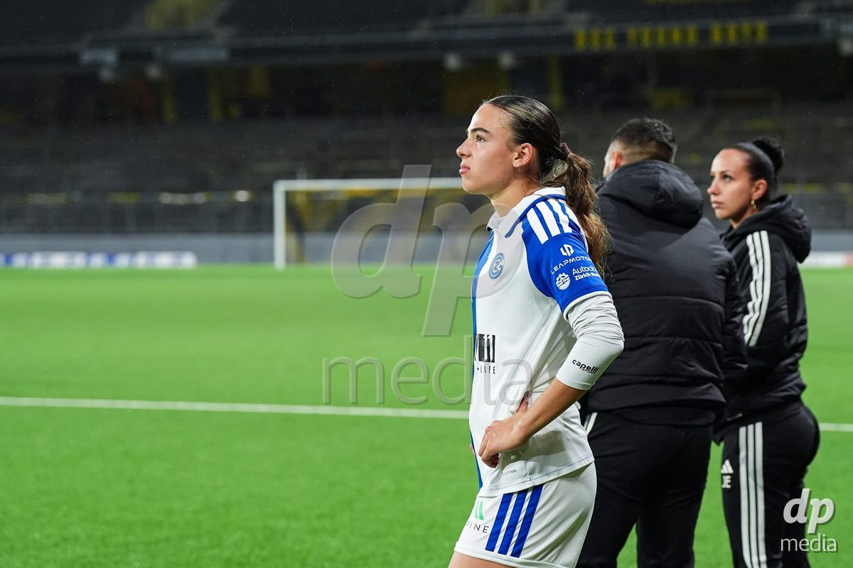 BERN, SWITZERLAND - OCTOBER 17: Emma Egli of Grasshopper Club Zurich reacts dejected after the loss during the AXA Women's Super League match between BSC YB Frauen and GC Frauenfussball at Wankdorf Stadion on October 17, 2026 in Bern, Switzerland.