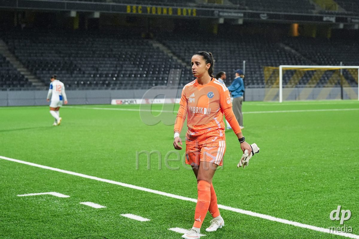BERN, SWITZERLAND - OCTOBER 17: Jimena Vicario Casal of Grasshopper Club Zurich reacts dejected after the loss during the AXA Women's Super League match between BSC YB Frauen and GC Frauenfussball at Wankdorf Stadion on October 17, 2026 in Bern, Switzerland.